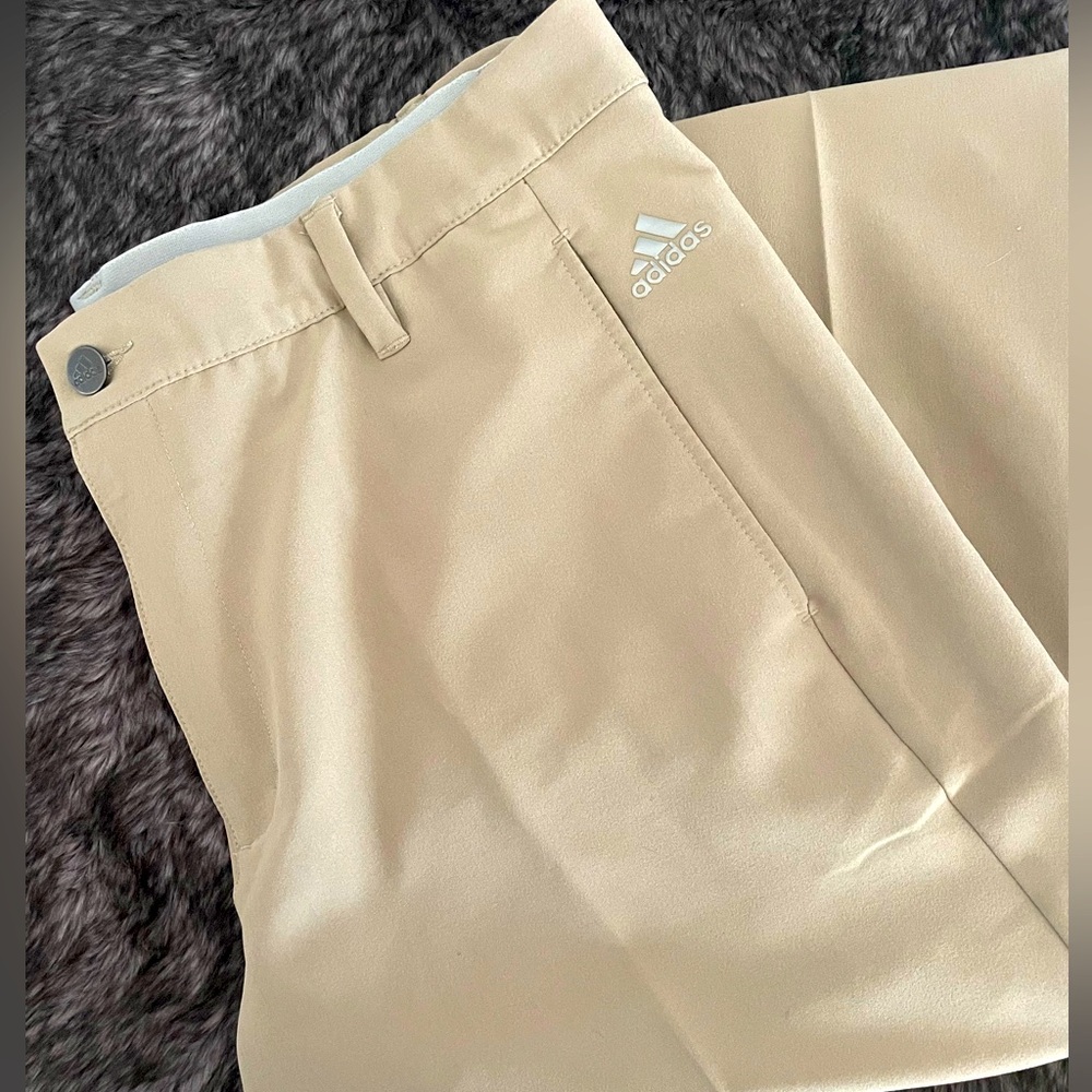 Adidas Mens Golf Pants 36 x 30 khaki color, stretch waist, very good condition